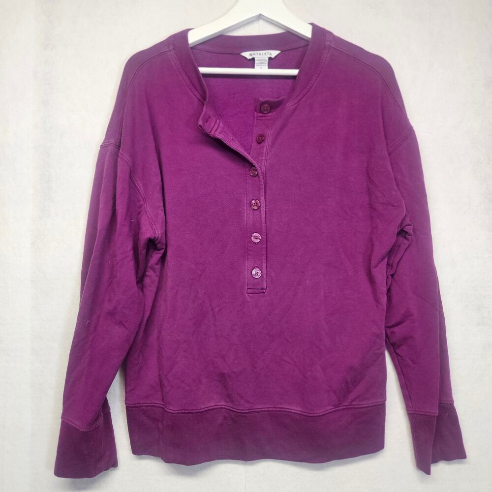 Athleta Balance Henley Sweatshirt Women's Sz S Exotic Fuchsia